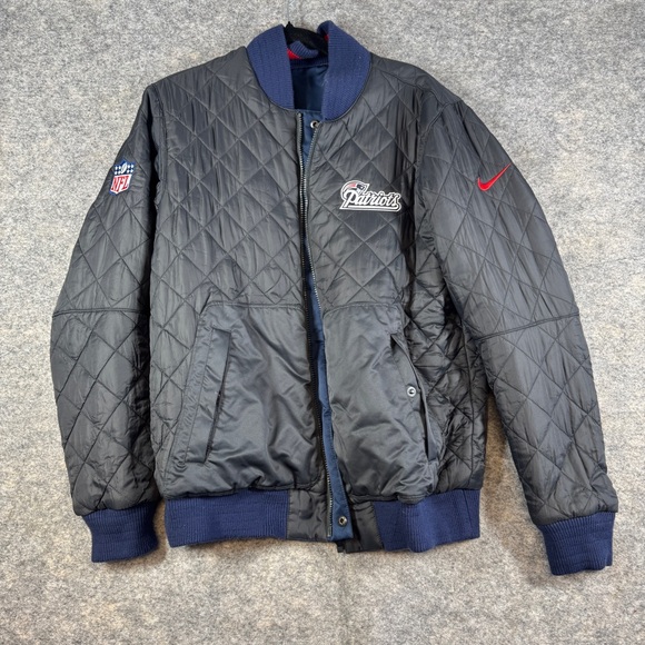 Nike NFL New England Patriots Reversible Bomber Jacket Blue Gray Size M - Picture 14 of 15